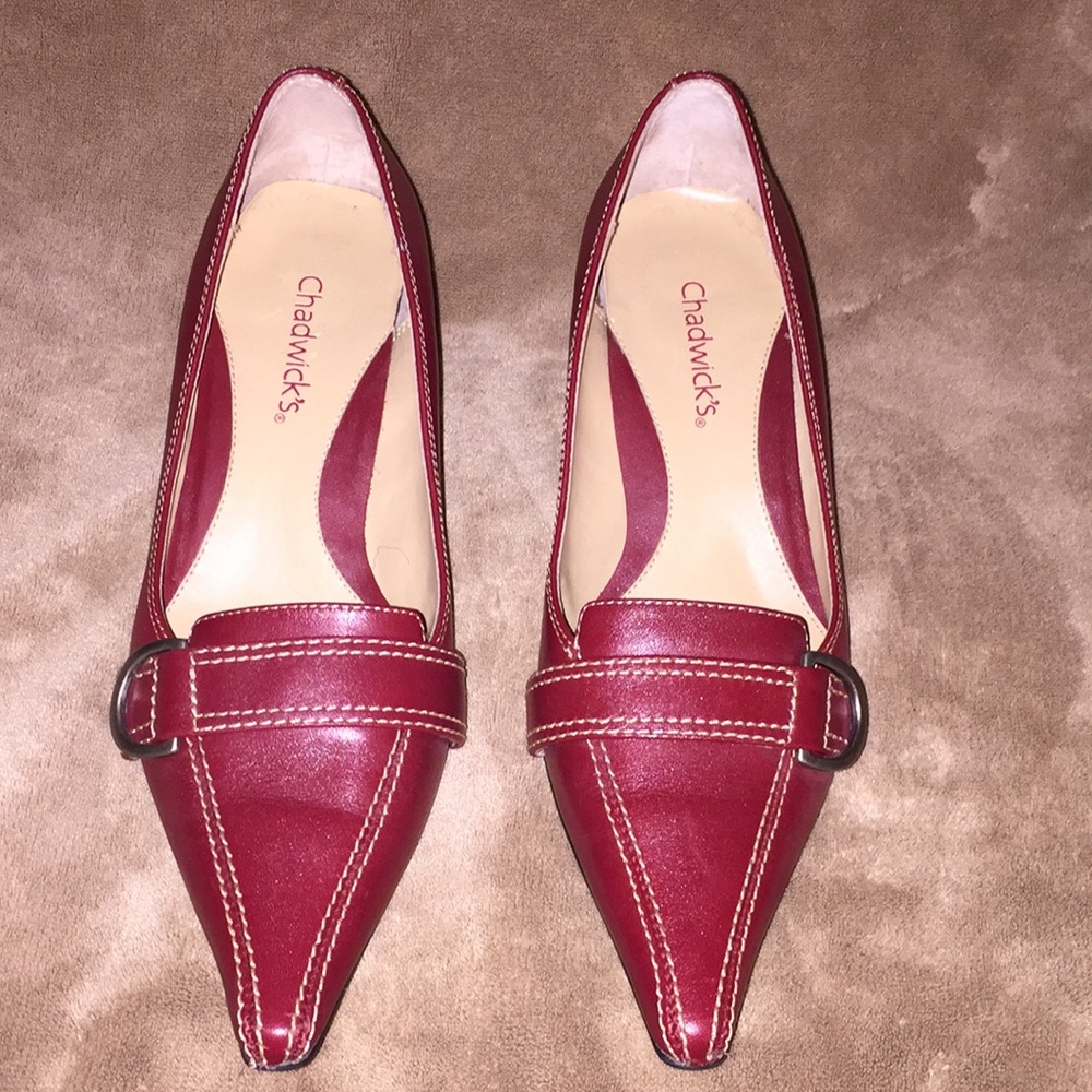 NWOT Chadwick’s Sz 5.5 dk red leather heels